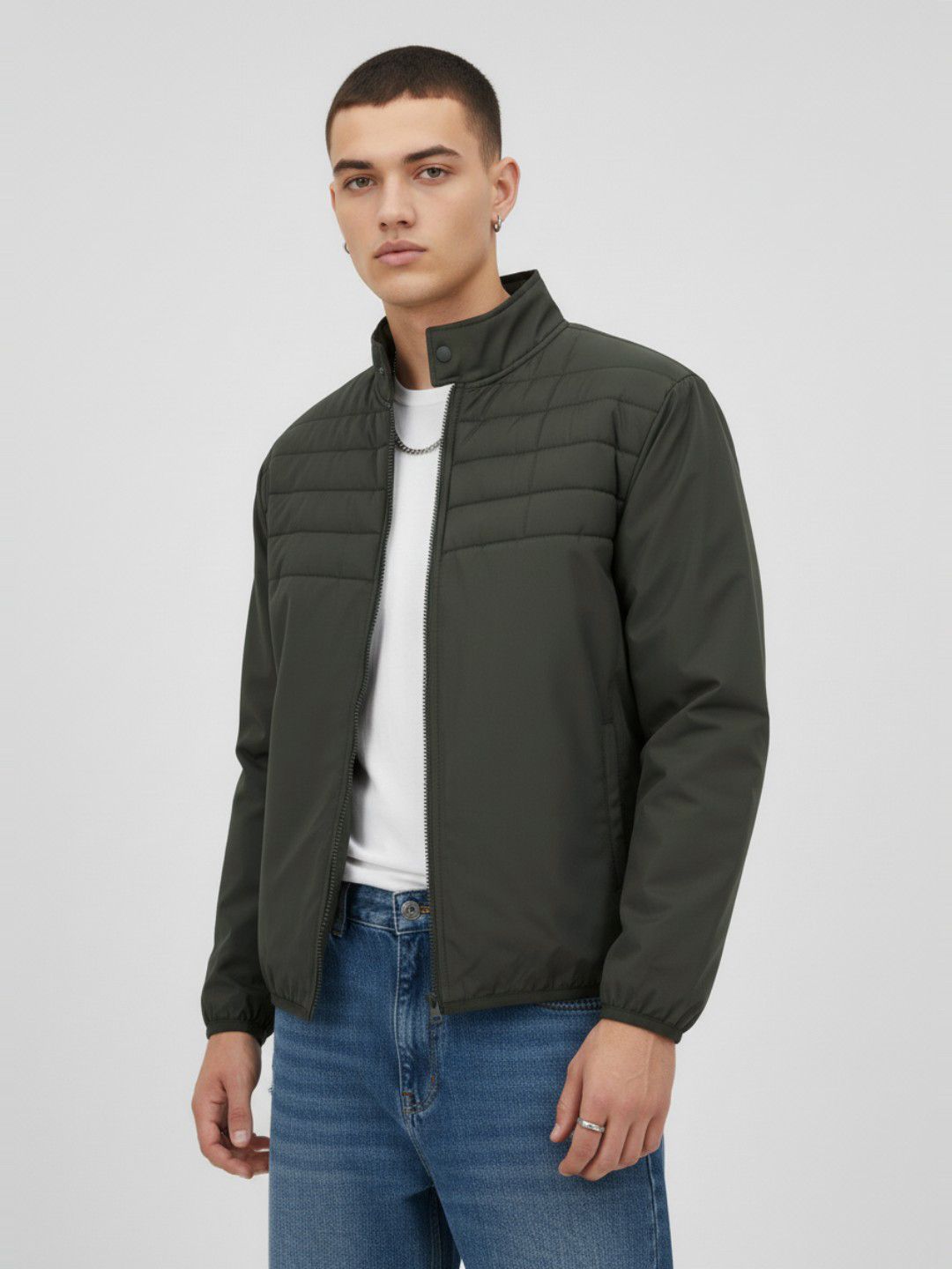 glitchez Mock Collar Puffer Jacket