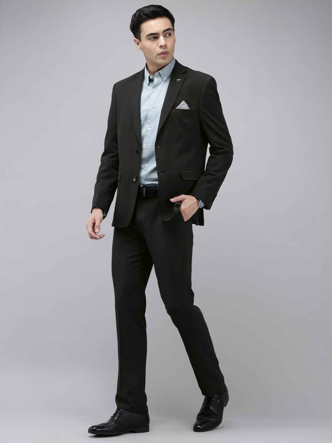 Theme Slim Fit Notched Lapel Collar Single Breasted Formal 2-Piece Suit