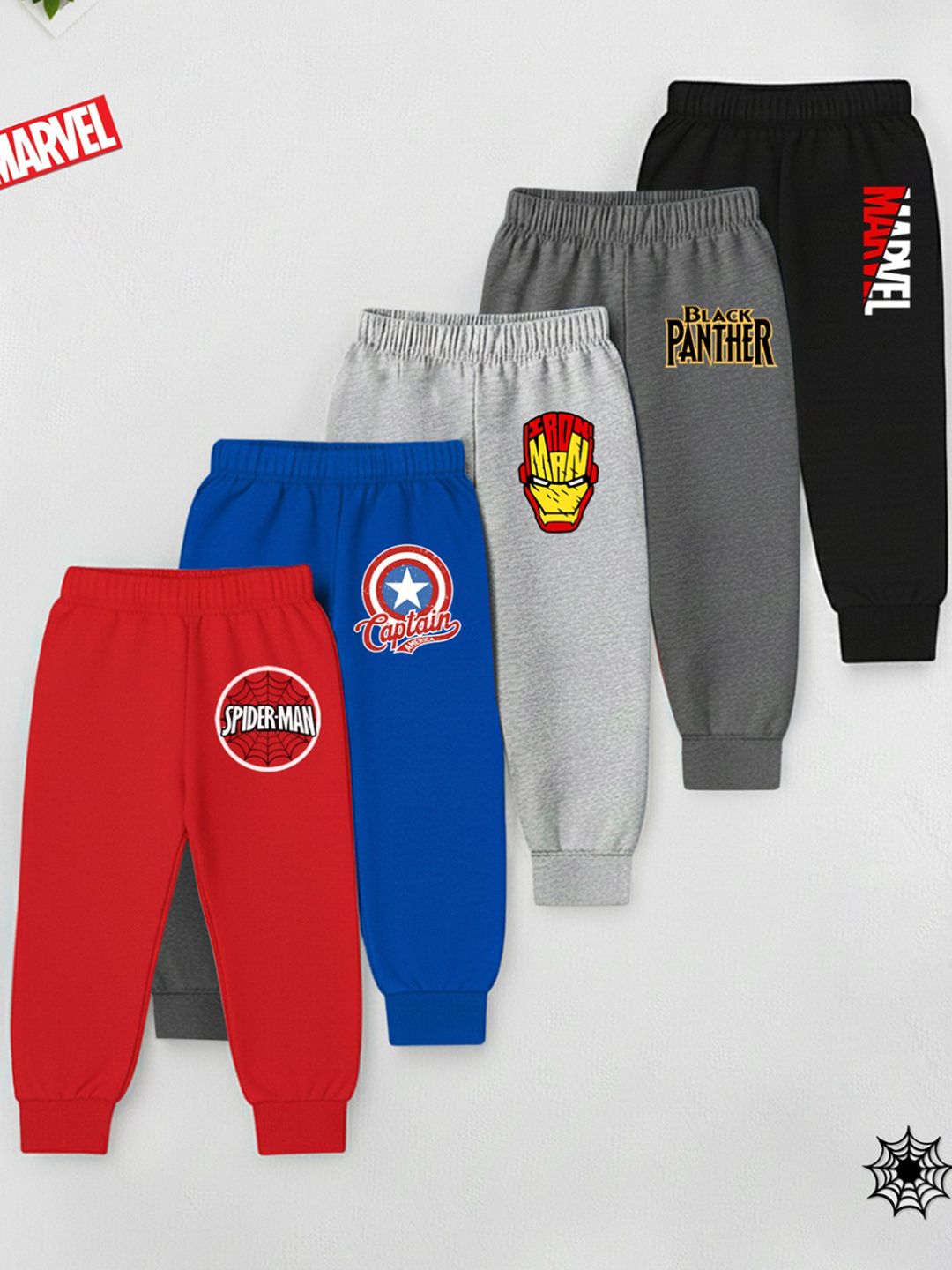 YK Marvel YK Marvel Boys Pack Of 5 Mid-Rise Joggers