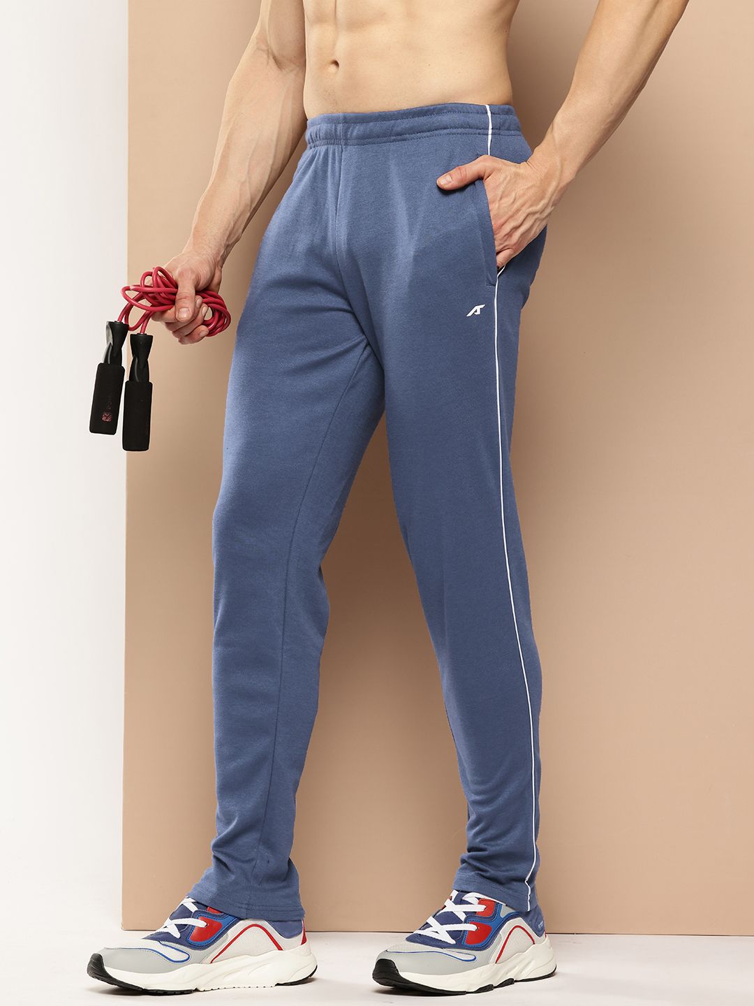 Alcis Men Mid-Rise Drytech+ Track Pants with Side Stripe