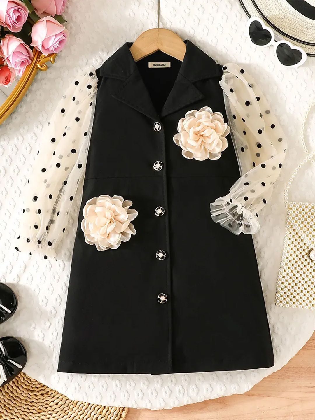 INCLUD Puff Sleeve A-Line Dress