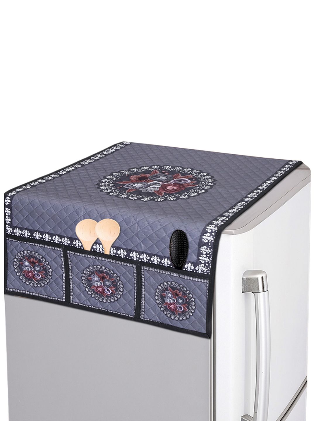 CROSMO Grey Quilted Fridge Top Cover