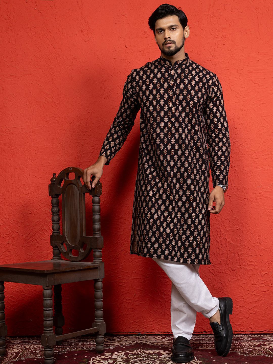 DEVOILER Kalamkari Ethnic Motifs Cotton Straight Knee Length Kurta