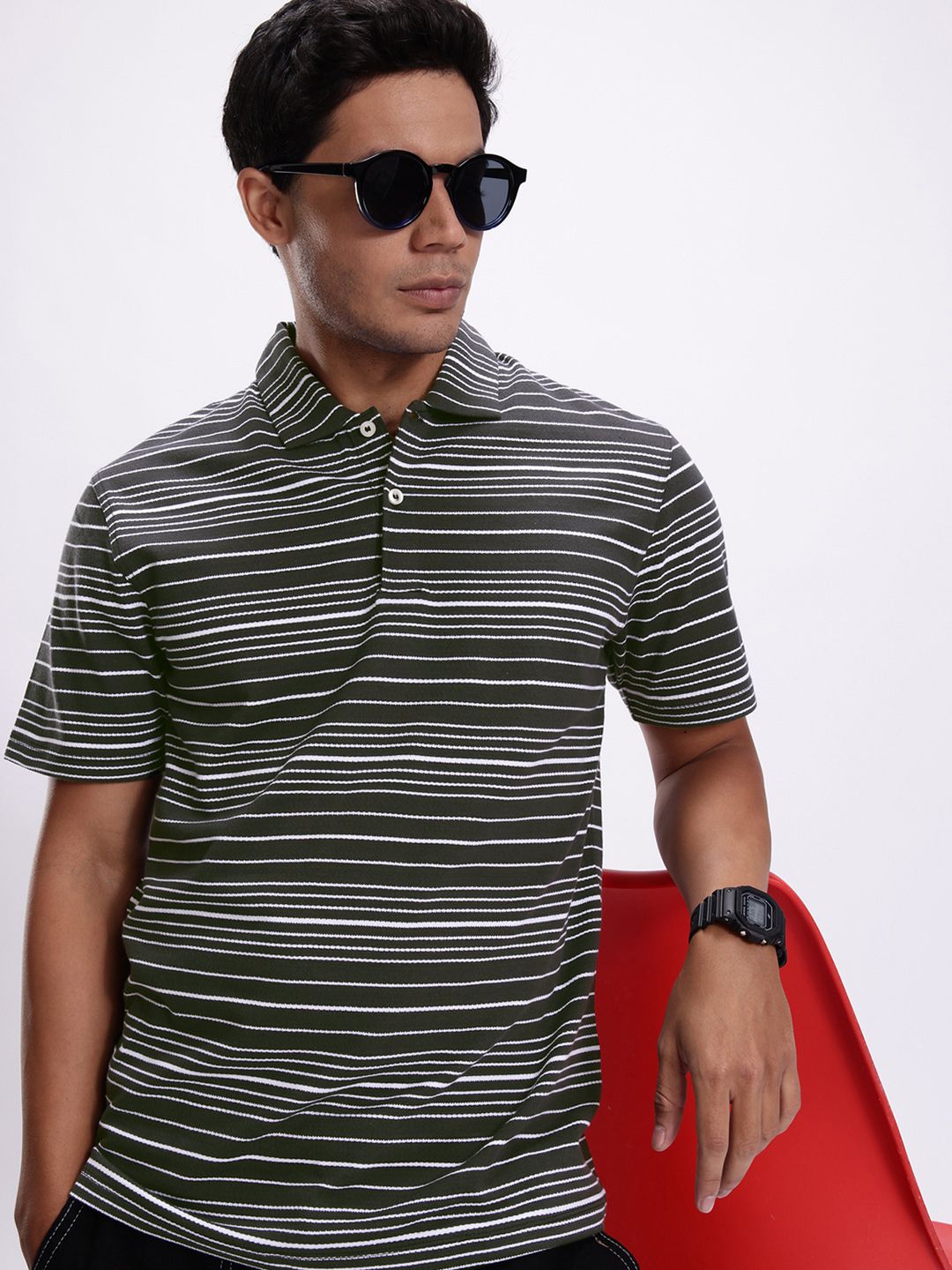 Kook N Keech Striped Polo Collar Pure Cotton T-shirt