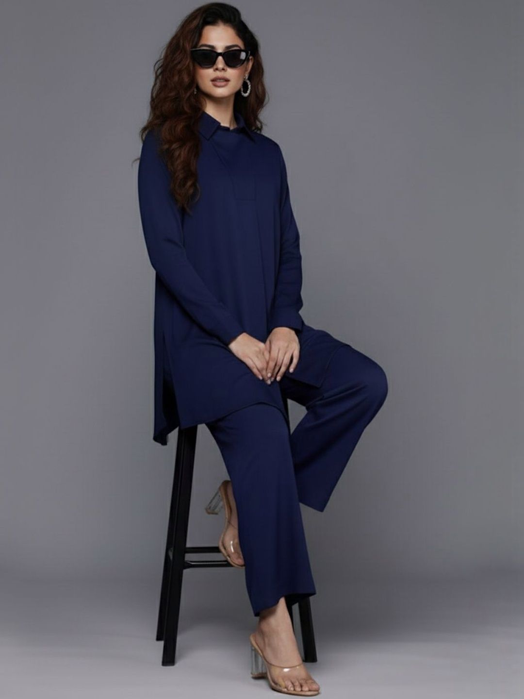 fusion by glitchez Shirt Collar Neck Tunic & Trousers Co-Ords