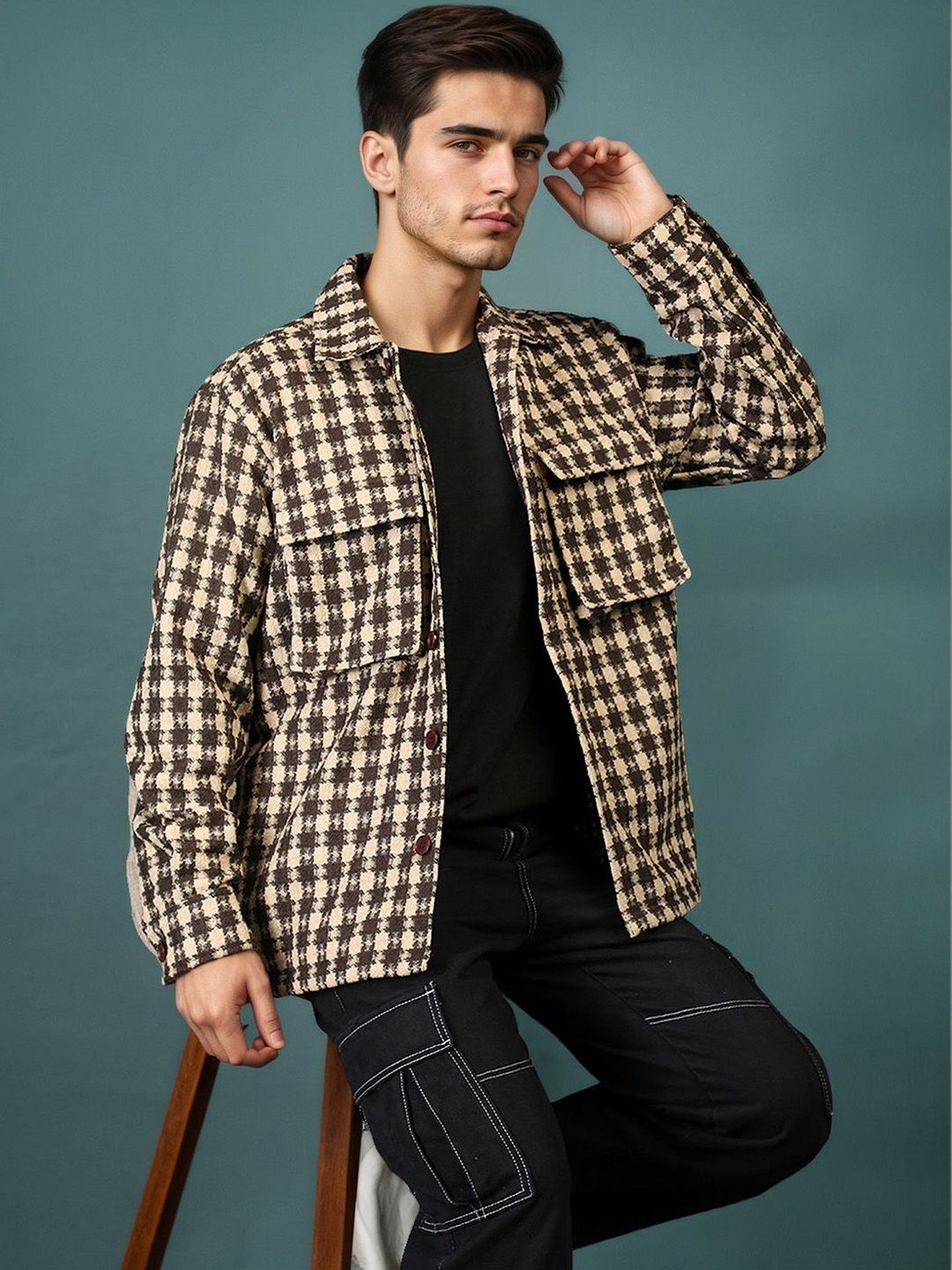 Mast & Harbour Men Checked Woven Jacket