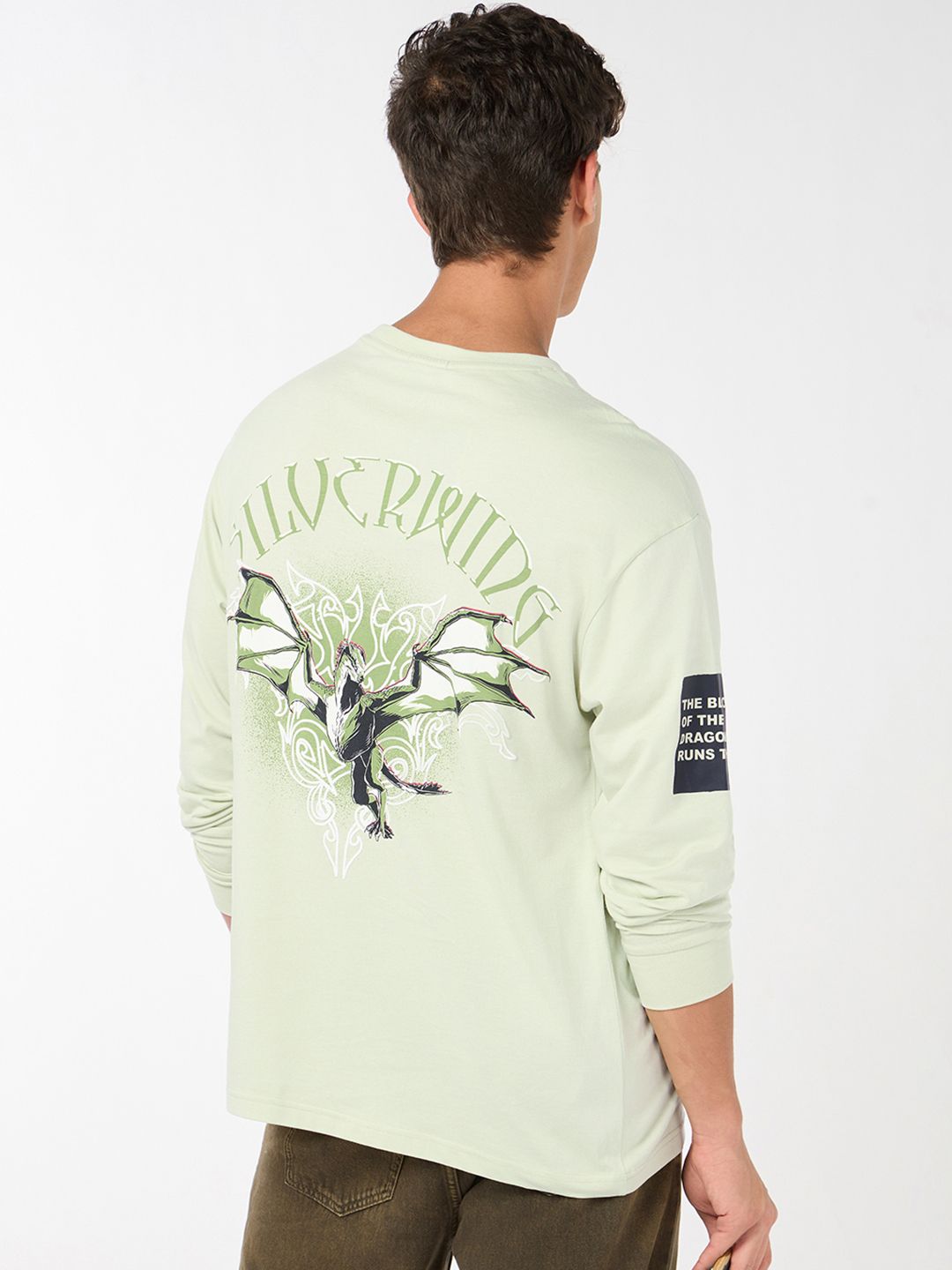 Bewakoof House of the Dragon Printed Drop-Shoulder Sleeves Pure Cotton Oversized T-shirt
