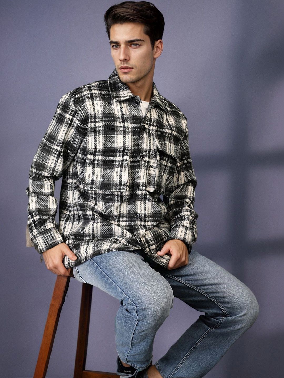 Mast & Harbour Men Checked Woven Jacket