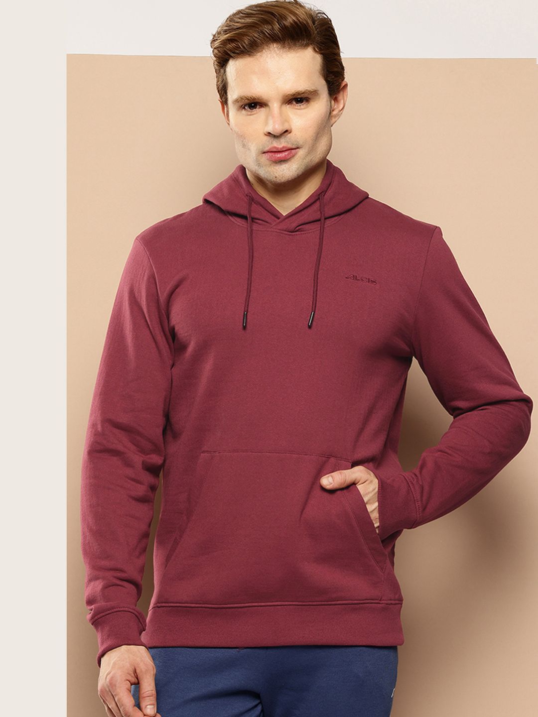 Alcis Brand Logo Detail Hooded Fleece Sweatshirt