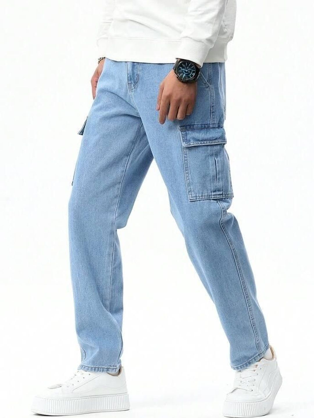Niffar Fashion Men High-Rise Light Fade Stretchable Jeans