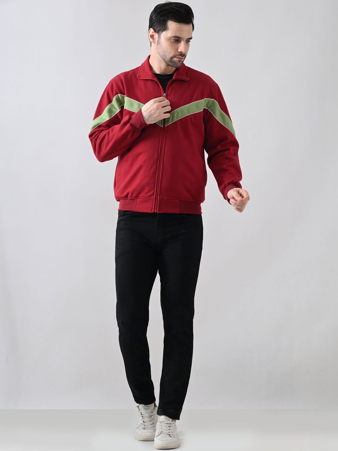 BAESD Men Colourblocked Fleece Lightweight Sporty Jacket