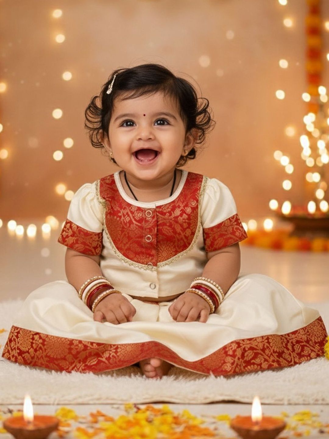 BownBee Girls Woven Design Gotta Patti Ready to Wear Lehenga Choli Set