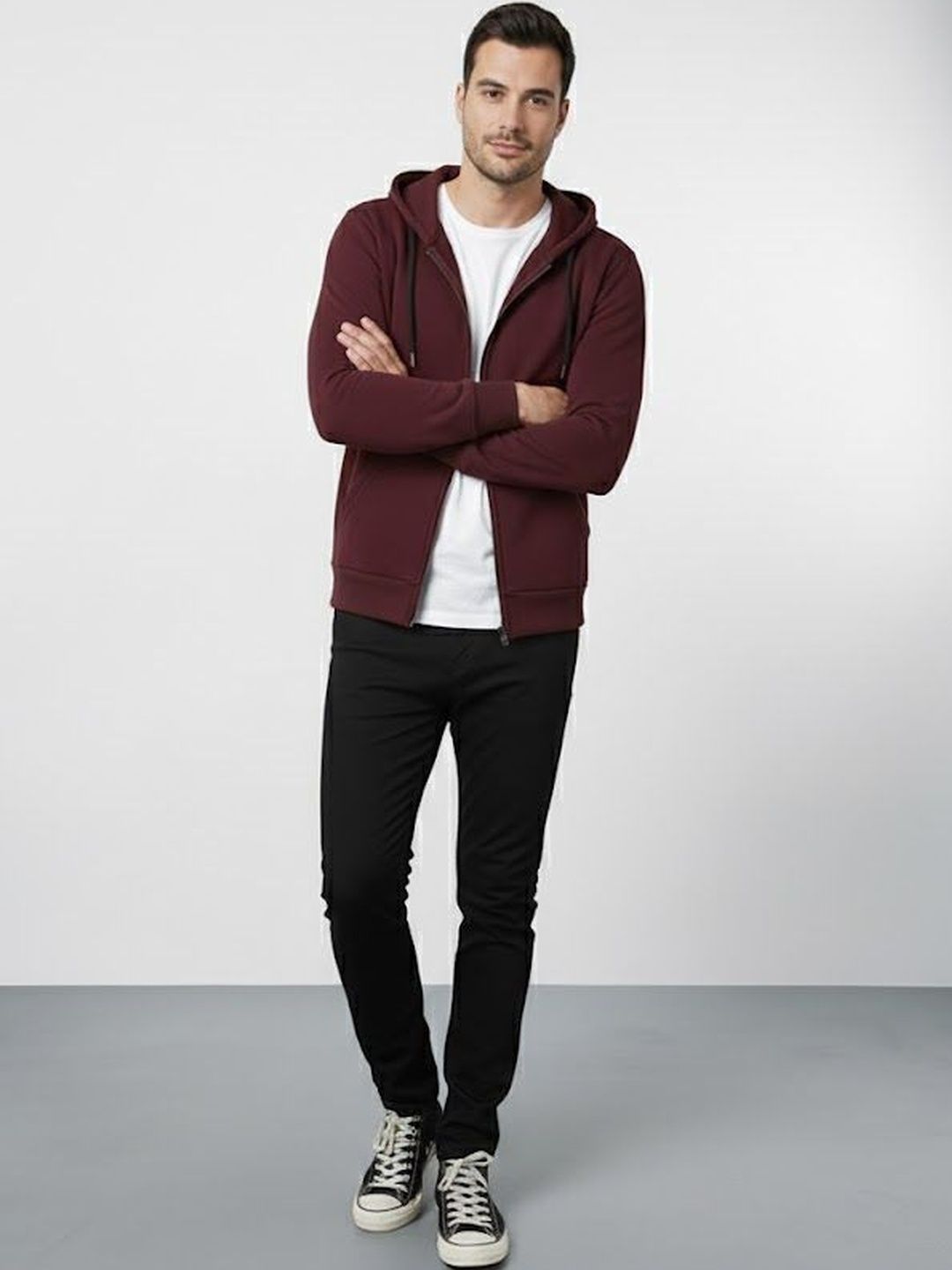 R.Code by The Roadster Life Co. Men Fleece Open Front Jacket