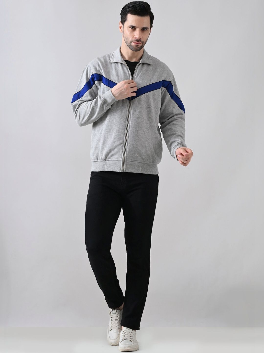 BAESD Men Colourblocked Fleece Lightweight Sporty Jacket