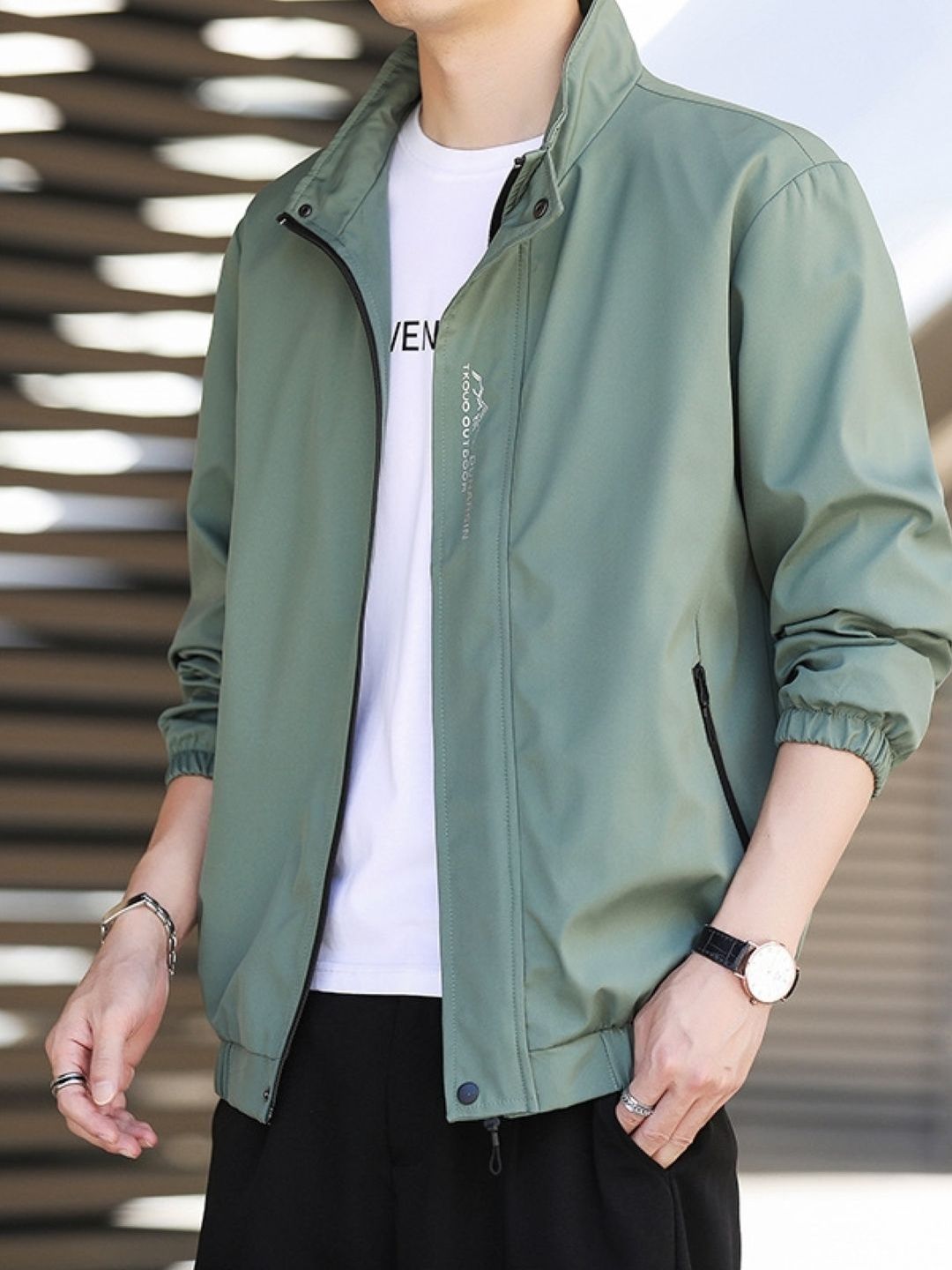 StyleCast Men Typography Open Front Jacket