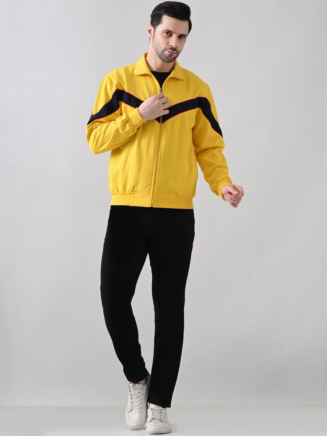 BAESD Men Colourblocked Fleece Lightweight Sporty Jacket