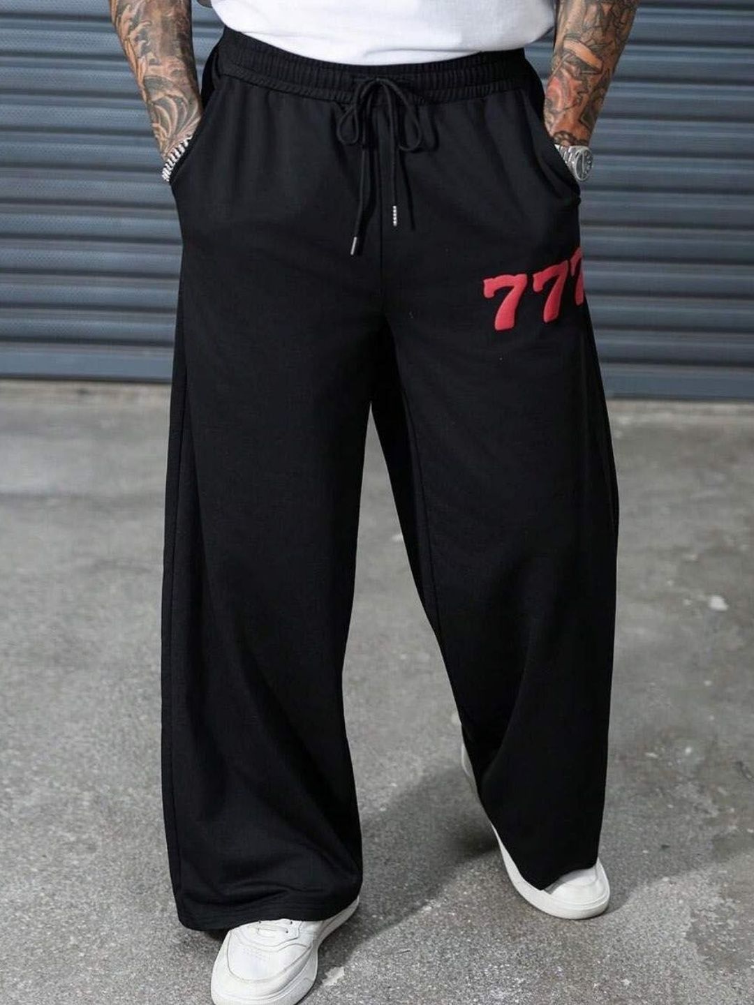 Men Straight Fit Trousers Cloth N code Men Printed Oversized Fit Numberic Track Pant
