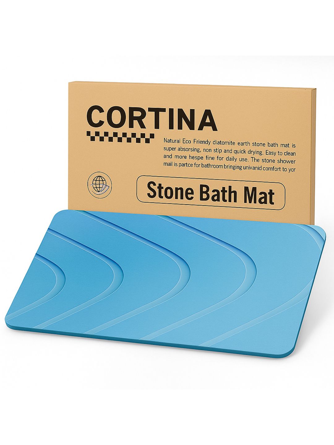 Cortina Cortina Blue Water Proof Diatomite Patterned Bath Mat