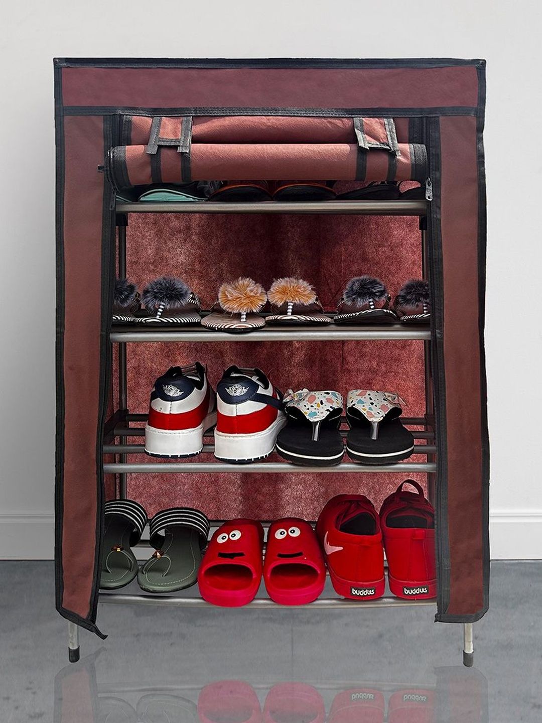 Urban Choice 4-Layer Metal Shoe Rack With Dustproof Cover