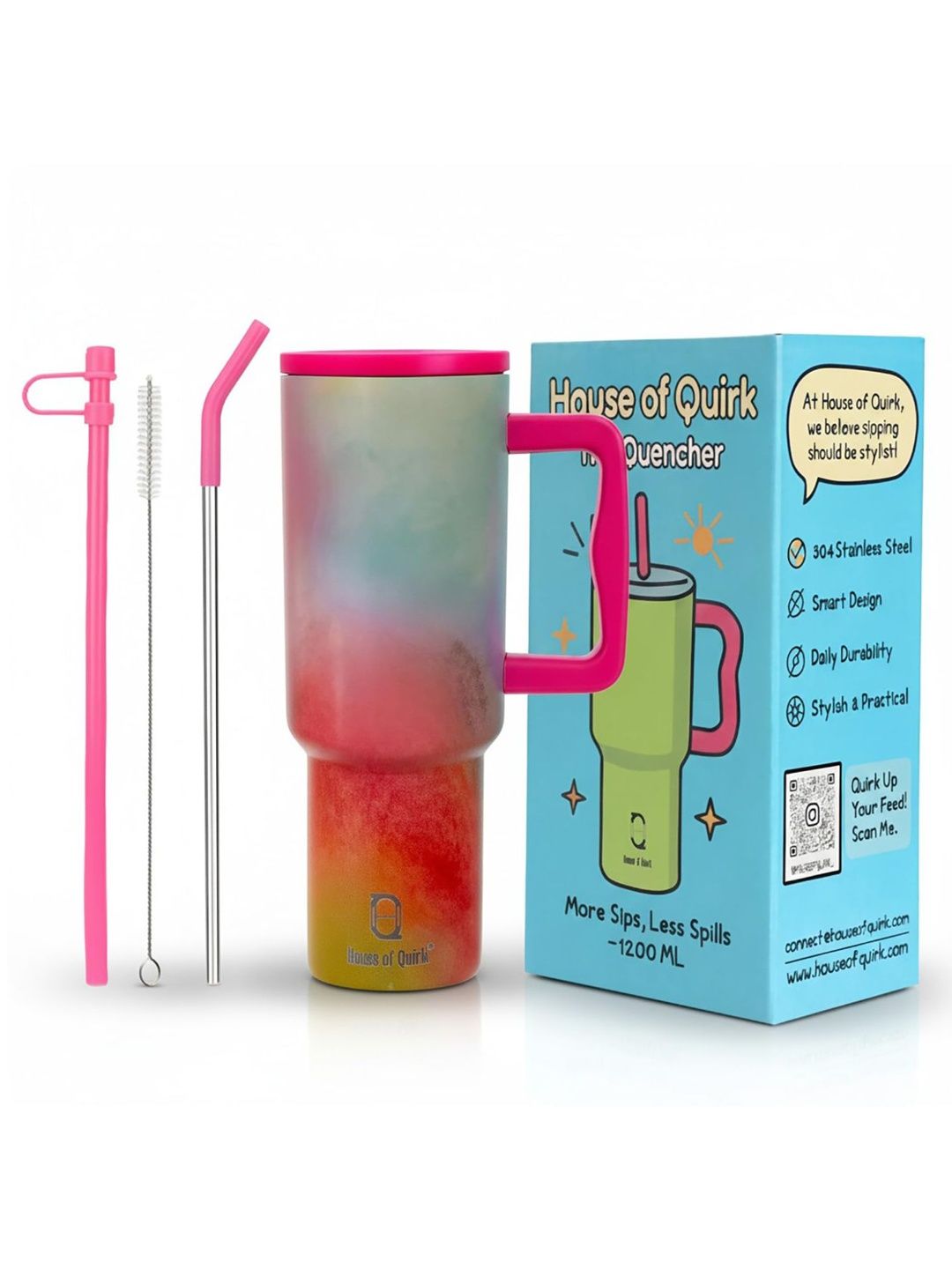 HOUSE OF QUIRK Red & Green Single Stainless Steel Solid Double Wall Vacuum Water Bottle