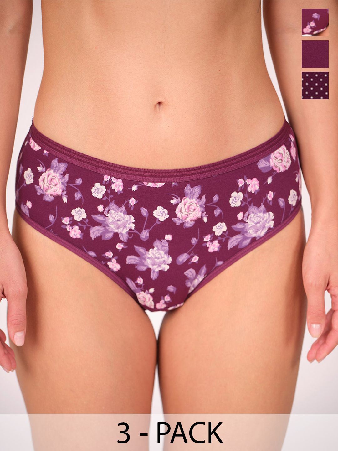 Munns & Mars Pack Of 3 Printed Cotton Hipster Briefs