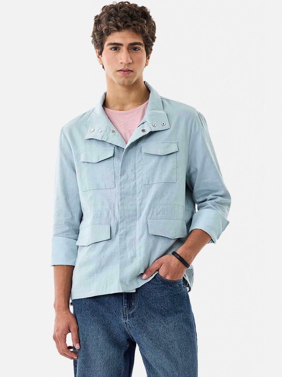 Snitch Light Blue Solid Jacket