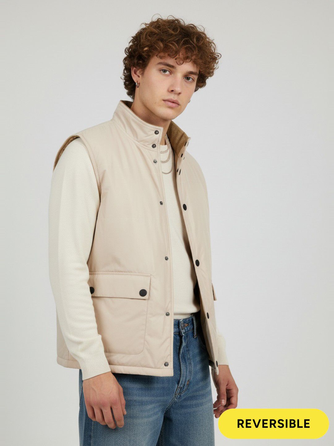 glitchez Stand Collar Reversible Gilet Tailored Jacket