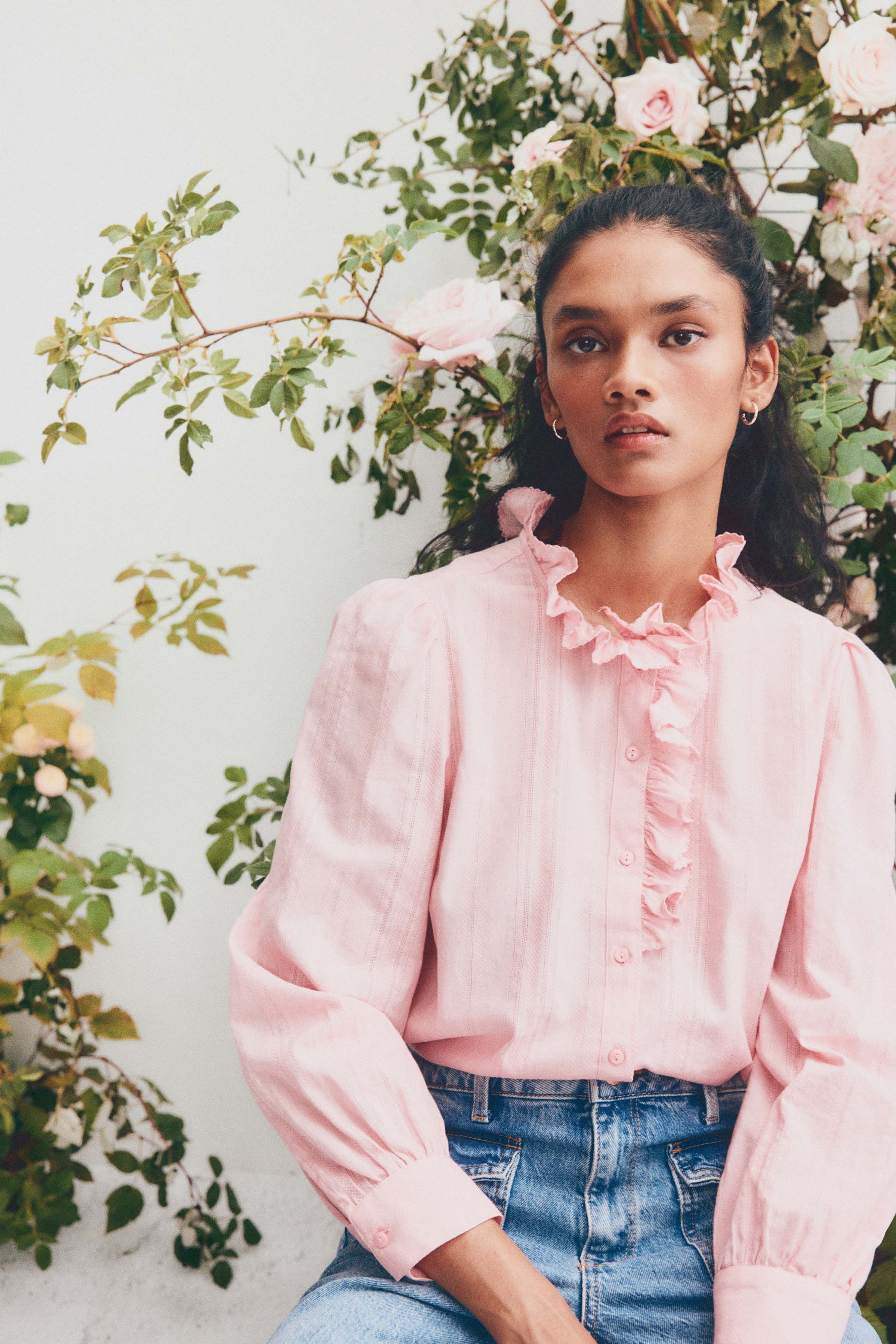 Buy H&M Frill-Collared Cotton Blouse - Tops for Women 37776956