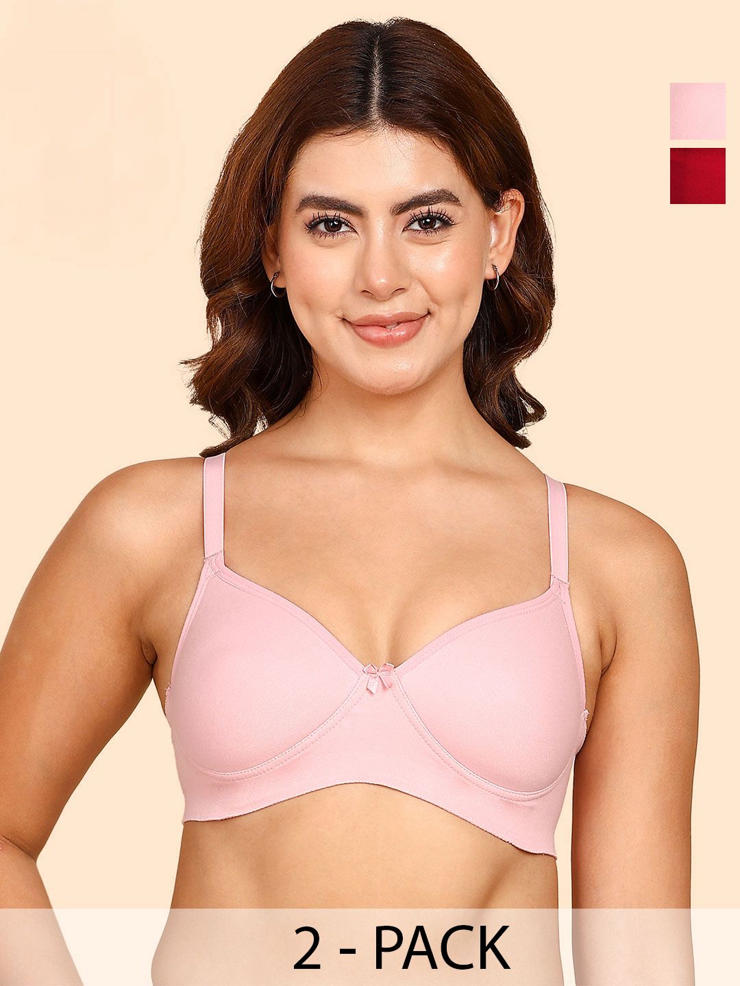DressBerry Pack Of 2 Bonded Breathable Cotton Full Coverage Padded Bra