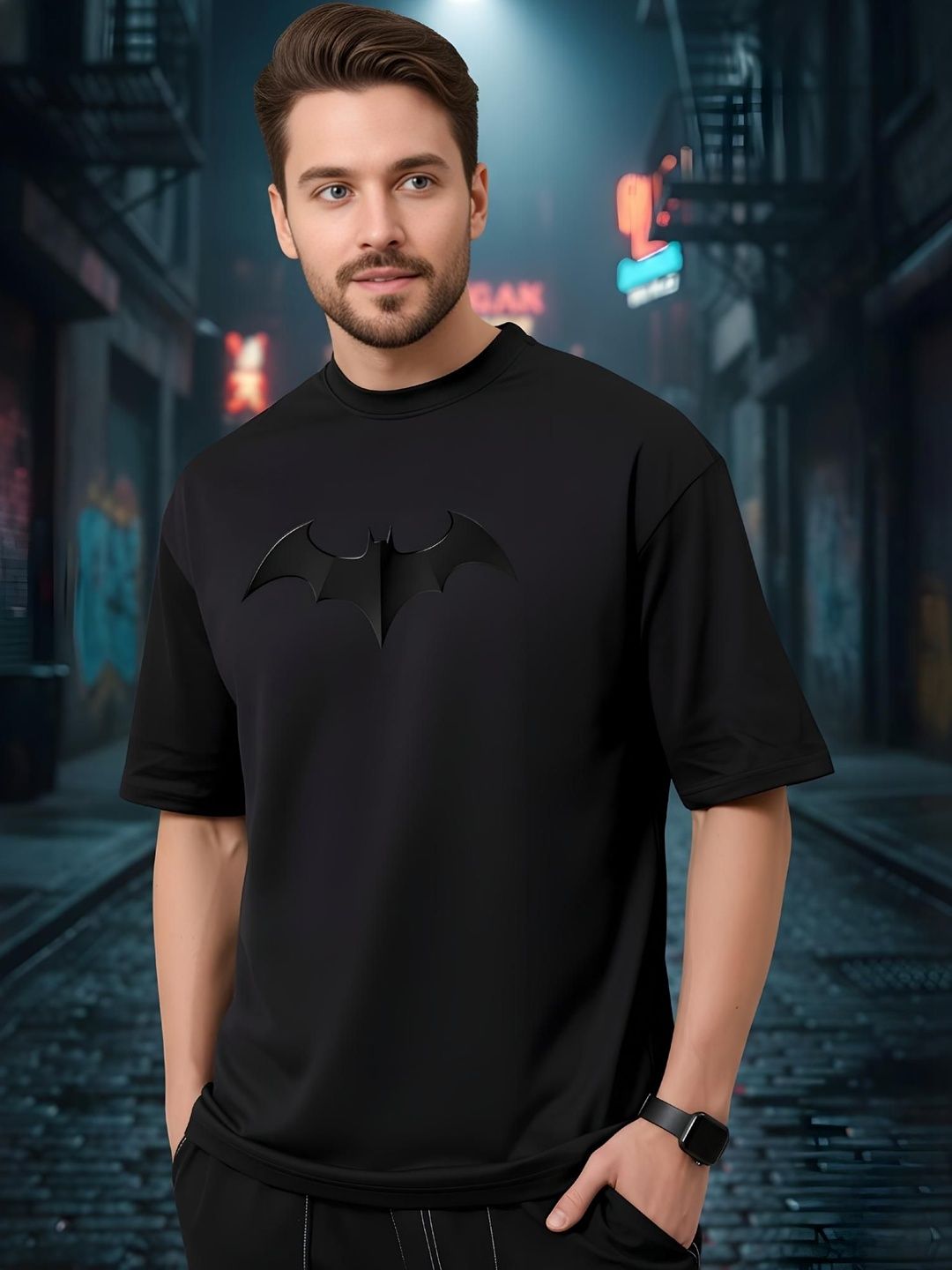 KAIDO Men Printed Drop-Shoulder Sleeves T-shirt