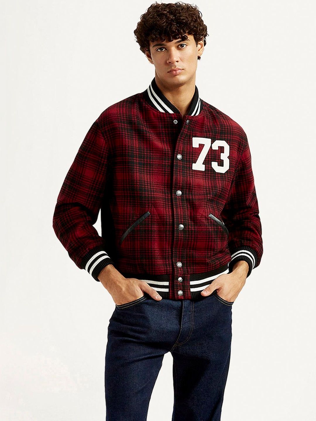 Levis Men Checked Varsity Jacket