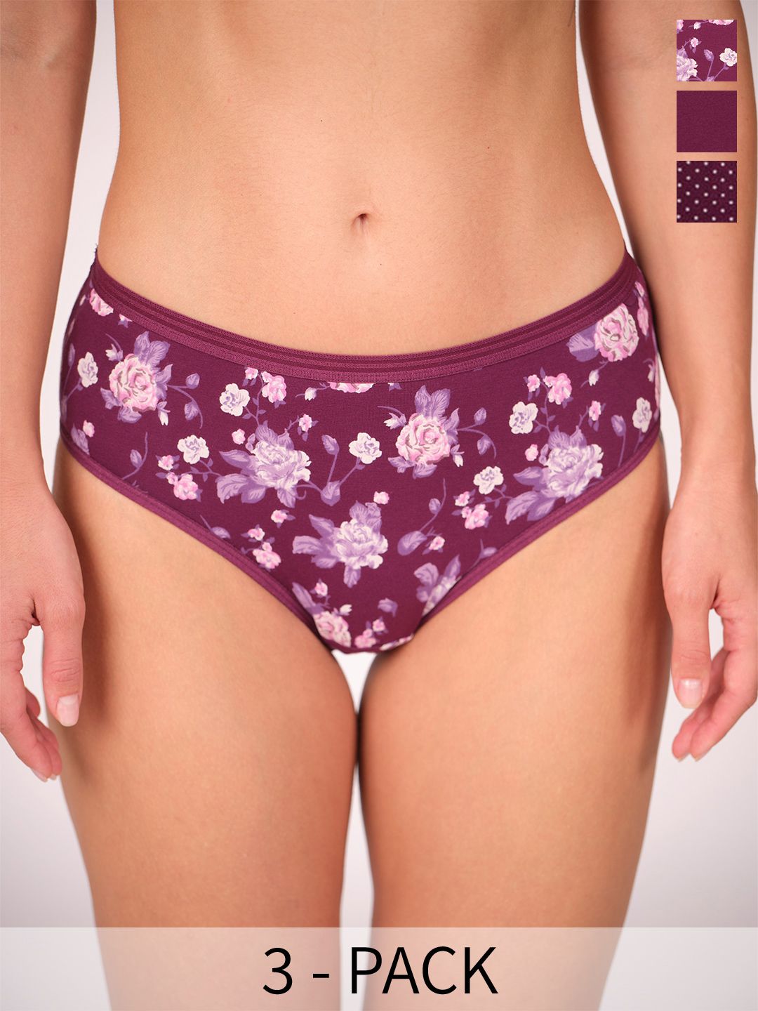 Munns & Mars Pack Of 3 Printed Cotton Hipster Briefs