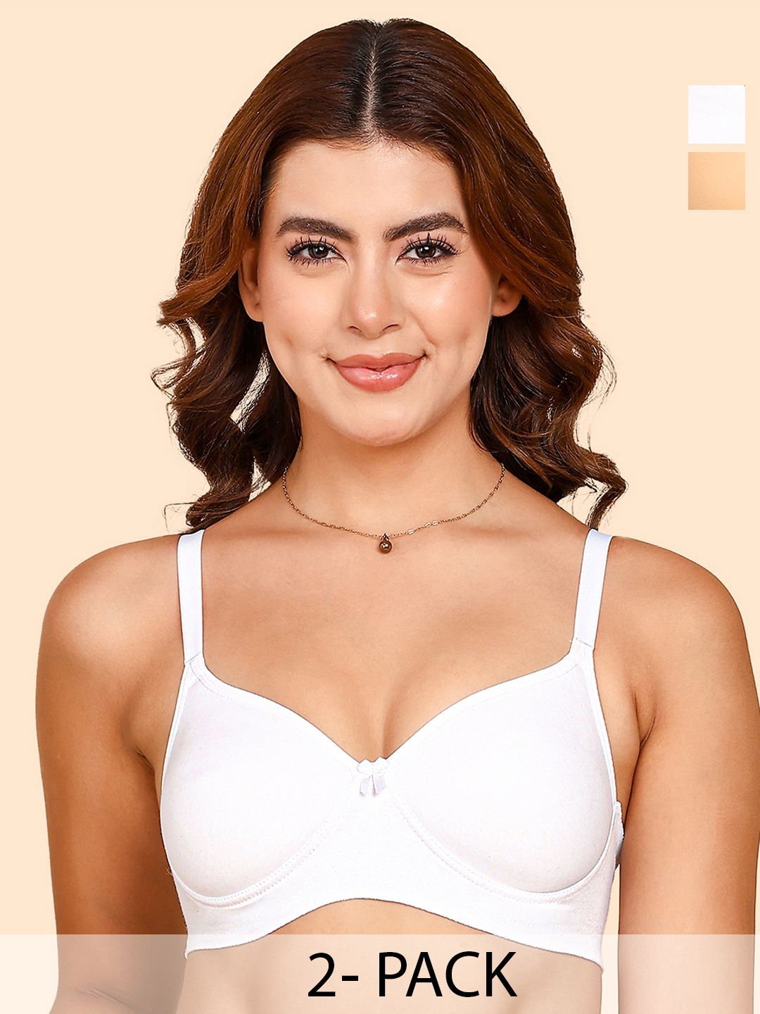 DressBerry Pack Of 2 Bonded Breathable Cotton Full Coverage Padded Bra