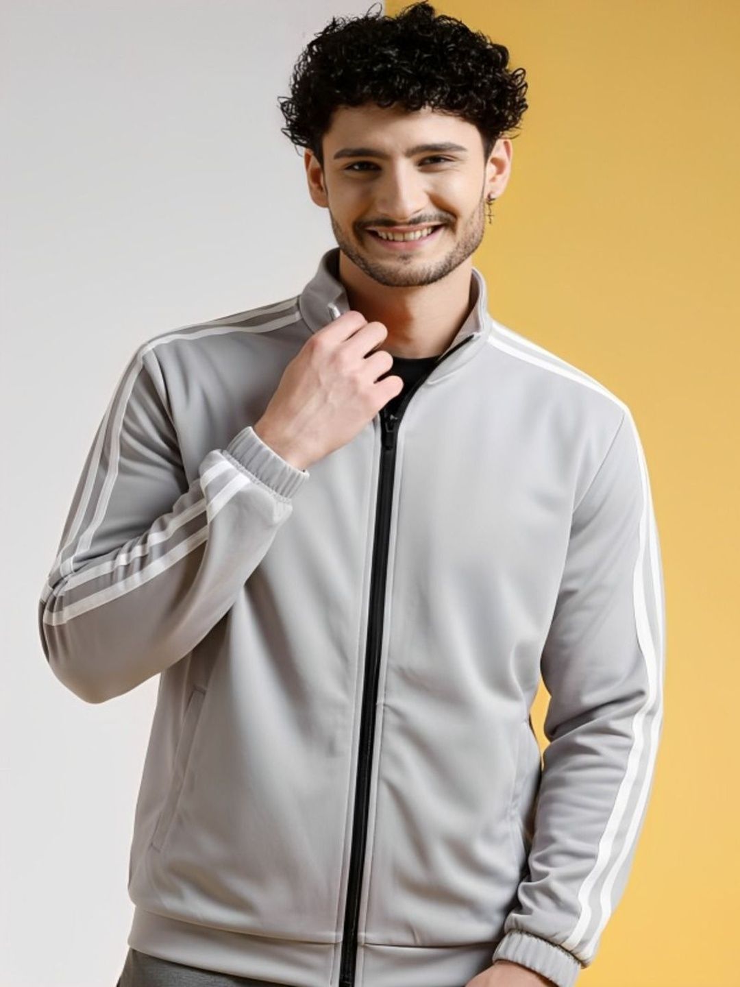 THE FASHION HUB Men Striped Windcheater Running Sporty Jacket