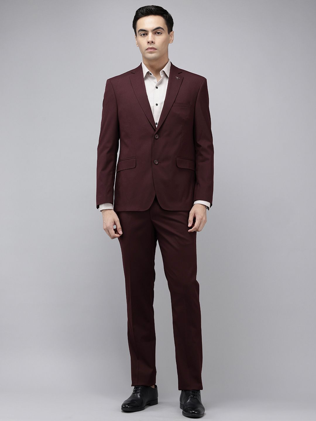 Theme Slim Fit Notched Lapel Collar Single Breasted Formal 2-Piece Suit