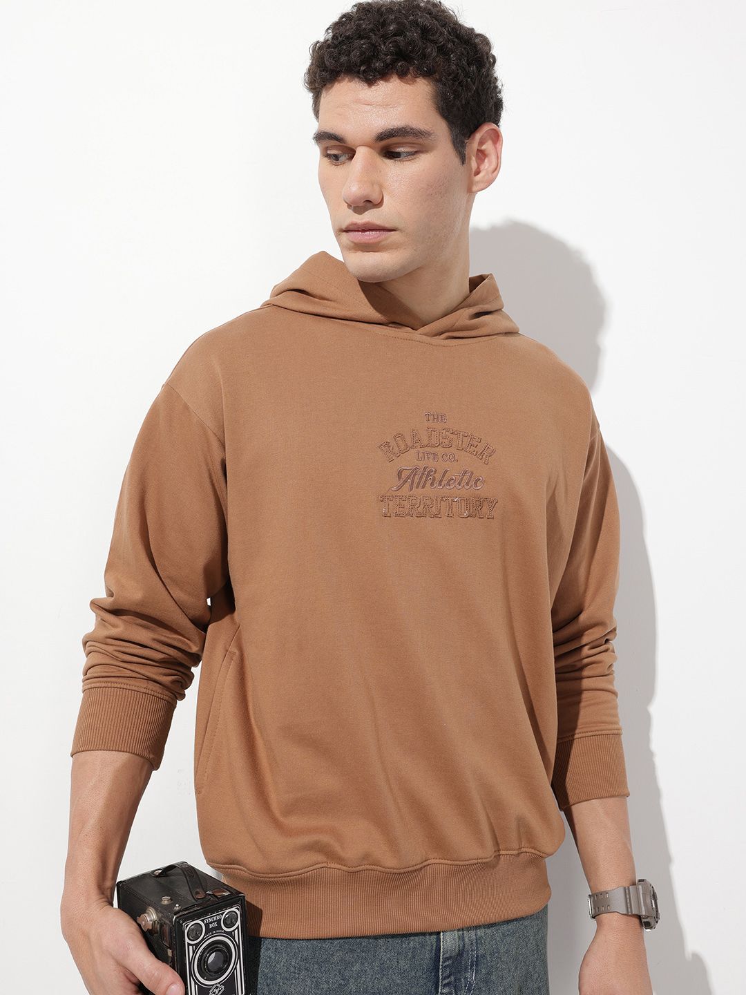 The Roadster Life Co. Relaxed Fit Embroidered Hooded Sweatshirt