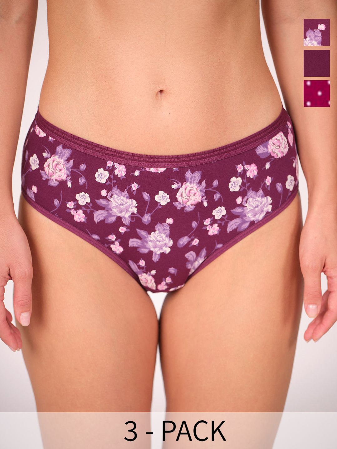 Munns & Mars Pack Of 3 Printed Cotton Hipster Briefs