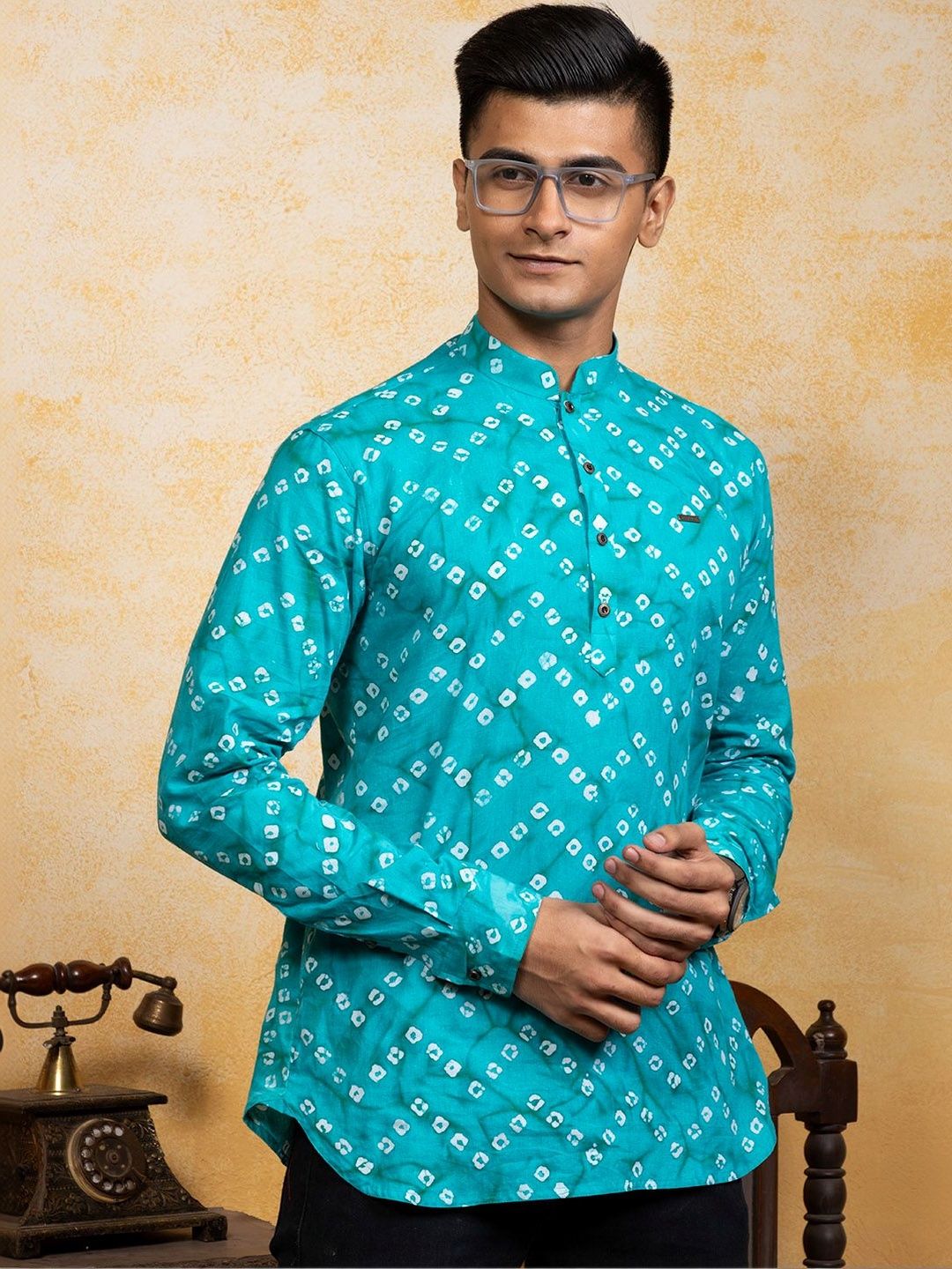 DEVOILER Bandhani Cotton Straight Above Knee Kurta