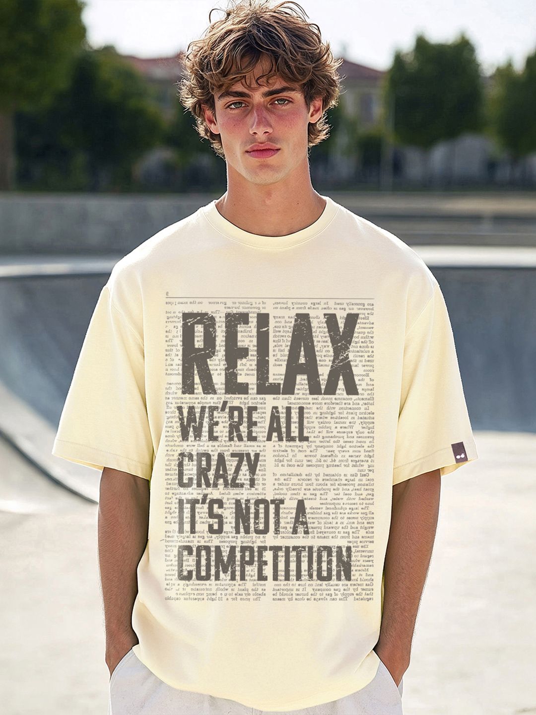 Bewakoof Men Typography Printed Round Neck Pure Cotton Oversized T-shirt