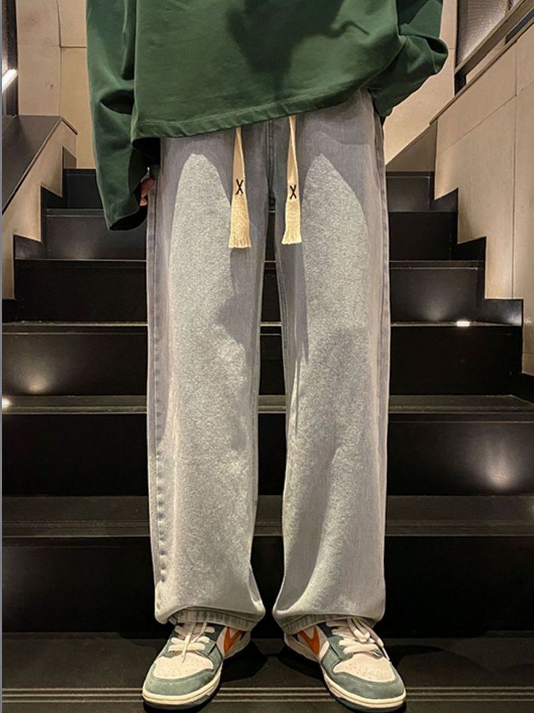 StyleCast Men Wide Leg Mid-Rise Light Fade Jeans