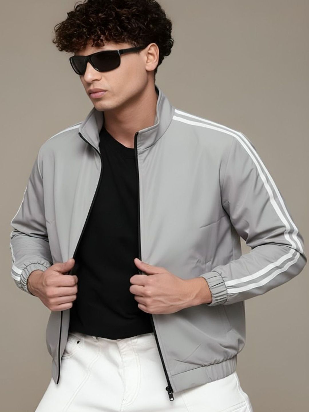 THE FASHION HUB Men Striped Lightweight Sporty Jacket