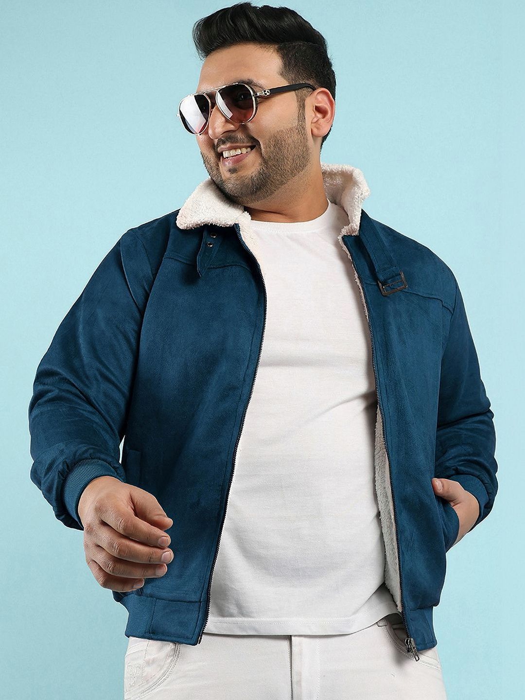 Instafab Plus Men Suede Windcheater Outdoor Biker Jacket