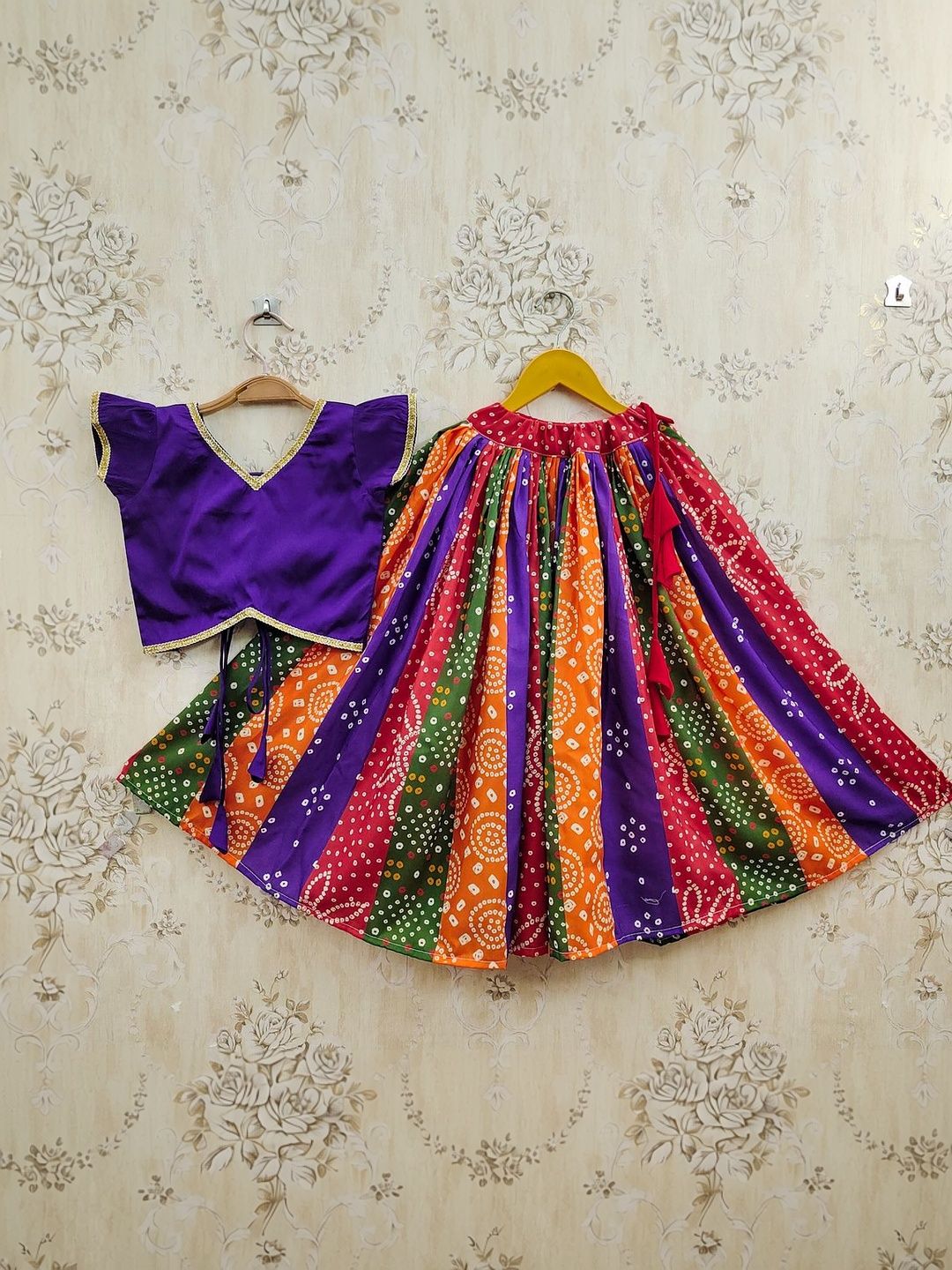 JOVK DESIGN Girls Bandhani Printed Ready to Wear Lehenga Choli