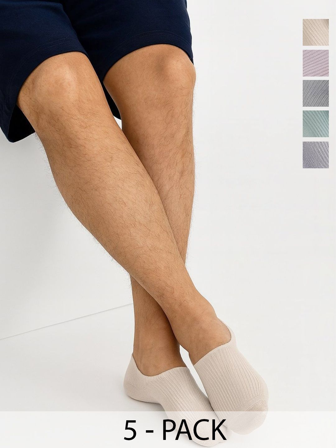 ZEVORA Men Pack Of 5 Shoe-Liner Socks