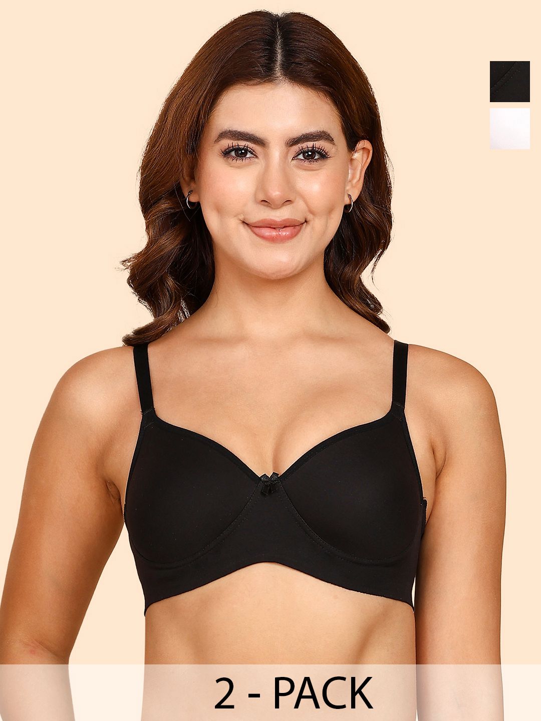 DressBerry Pack Of 2 Bonded Breathable Cotton Full Coverage Padded Bra