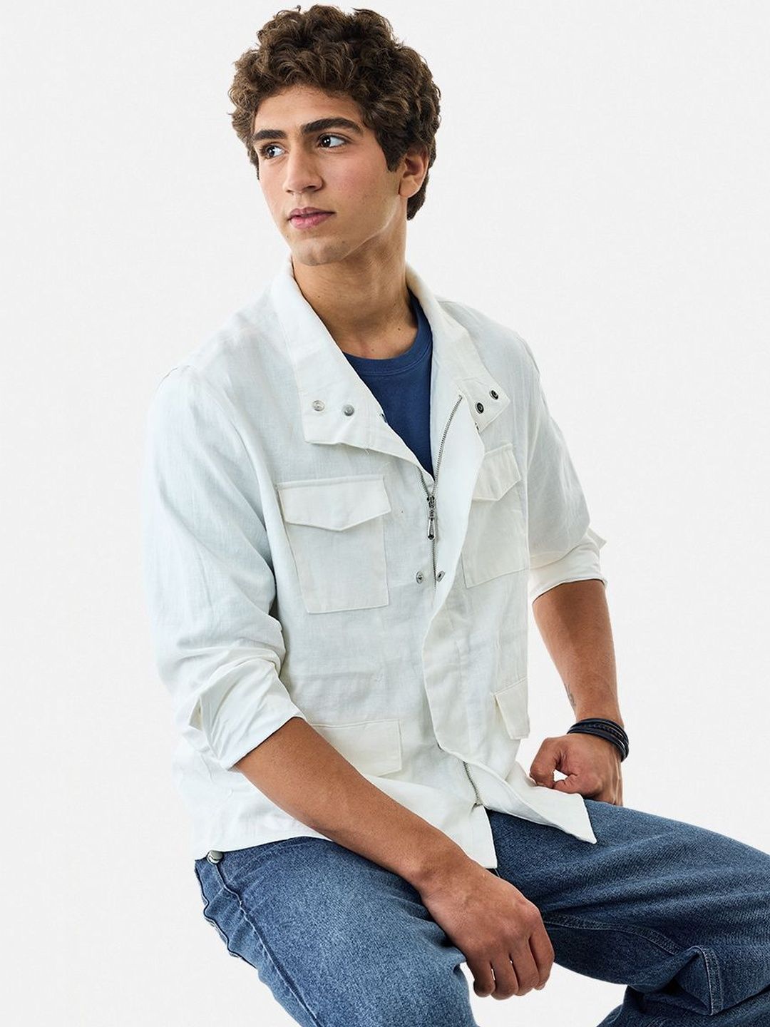 Snitch White Solid Jacket