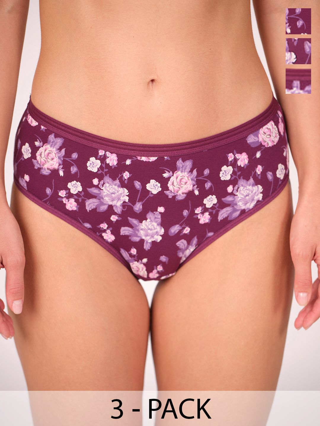 Munns & Mars Pack Of 3 Printed Cotton Hipster Briefs