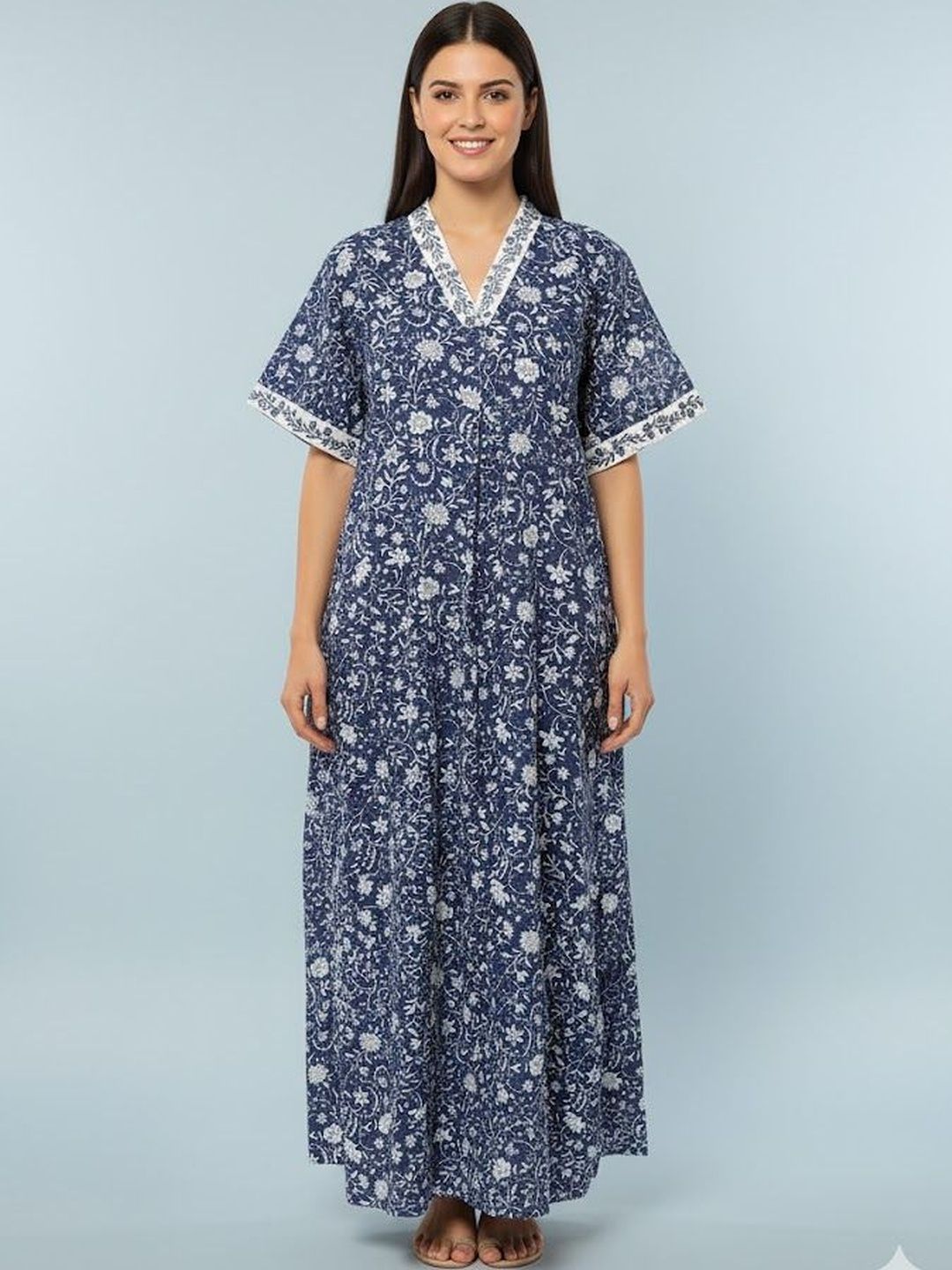 Nihsamah Nihsamah Printed Maxi Nightdress