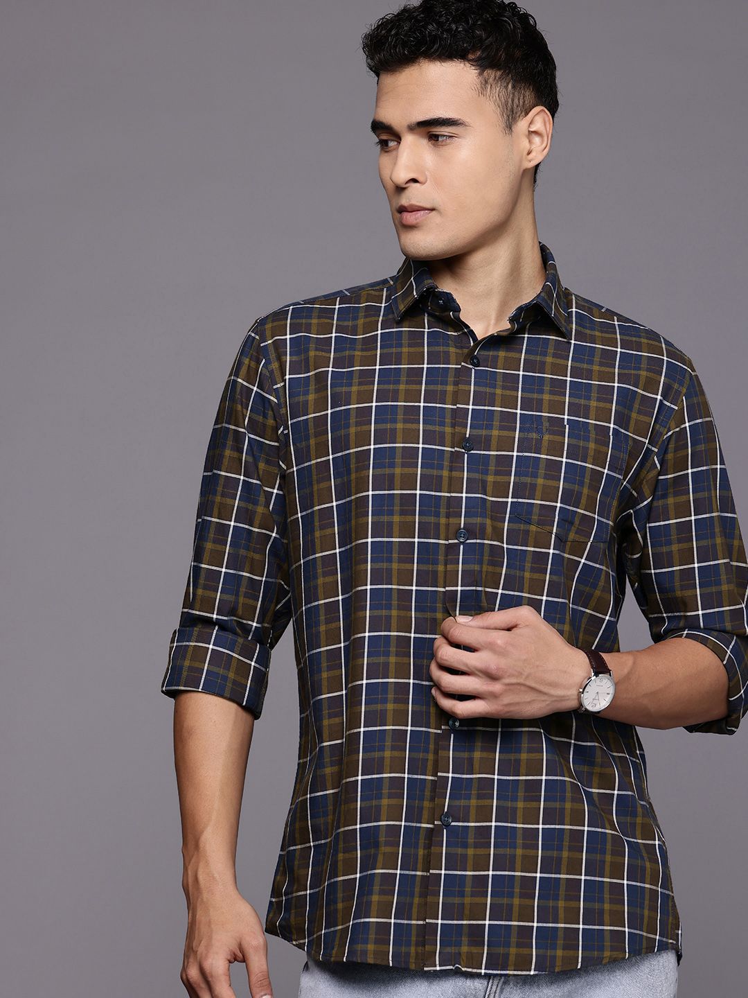 Allen Solly Classic Fit Checked Pure Cotton Casual Shirt