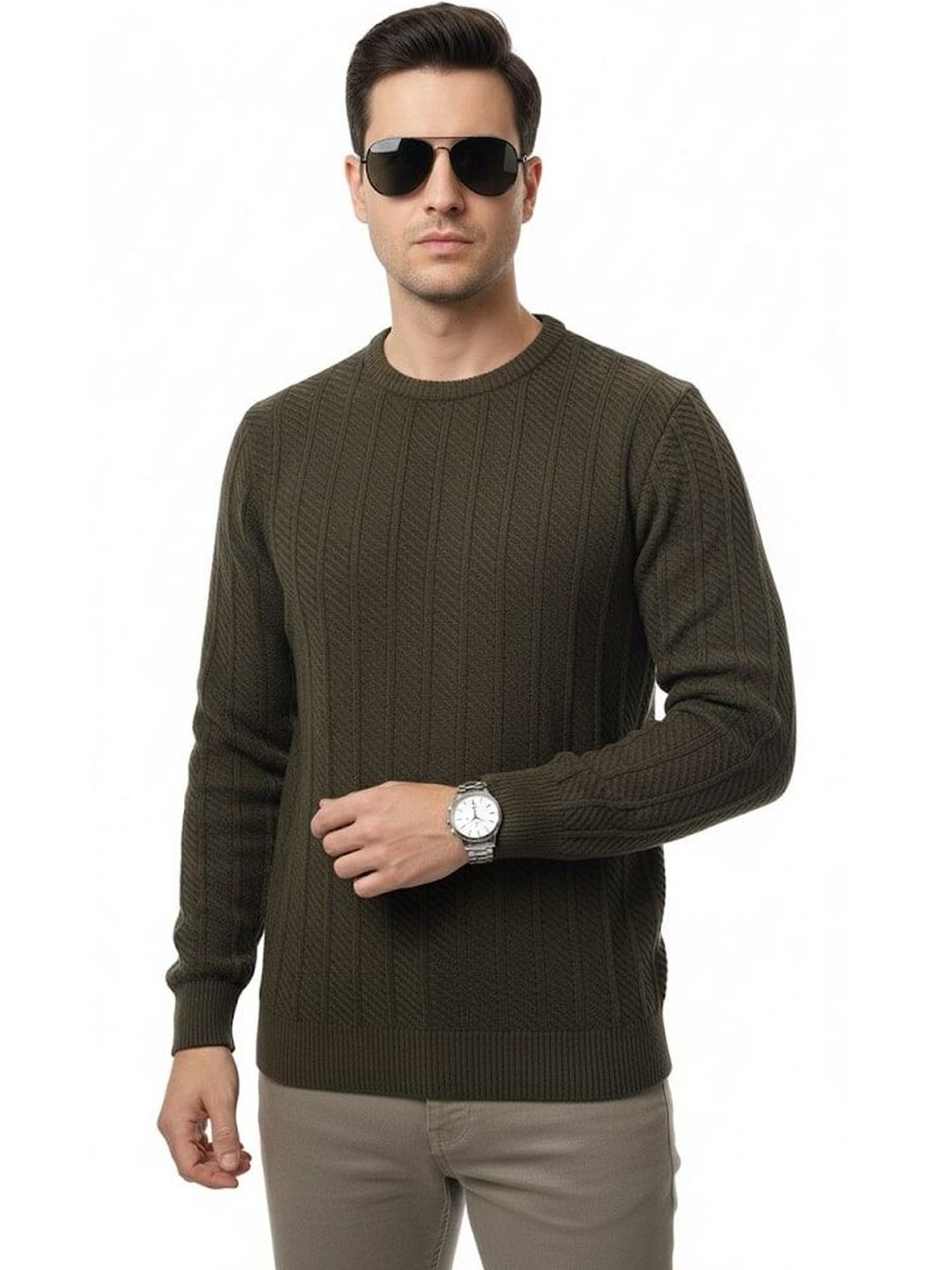 The Roadster Lifestyle Co Self Design Pullover Sweaters
